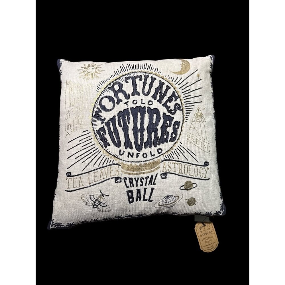 Beaded Throw Pillow "Fortunes Told, Futures Unfold "astrological New with tag